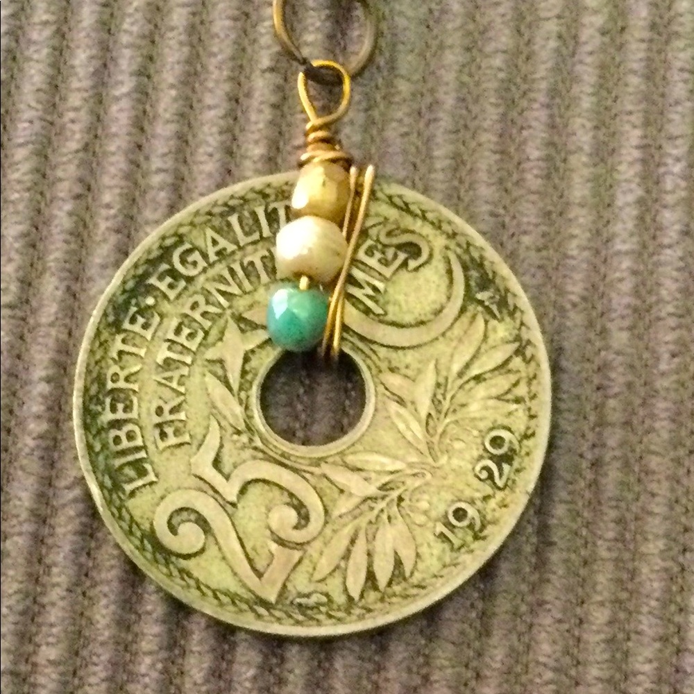 Vintage French Bohemian Coin necklace